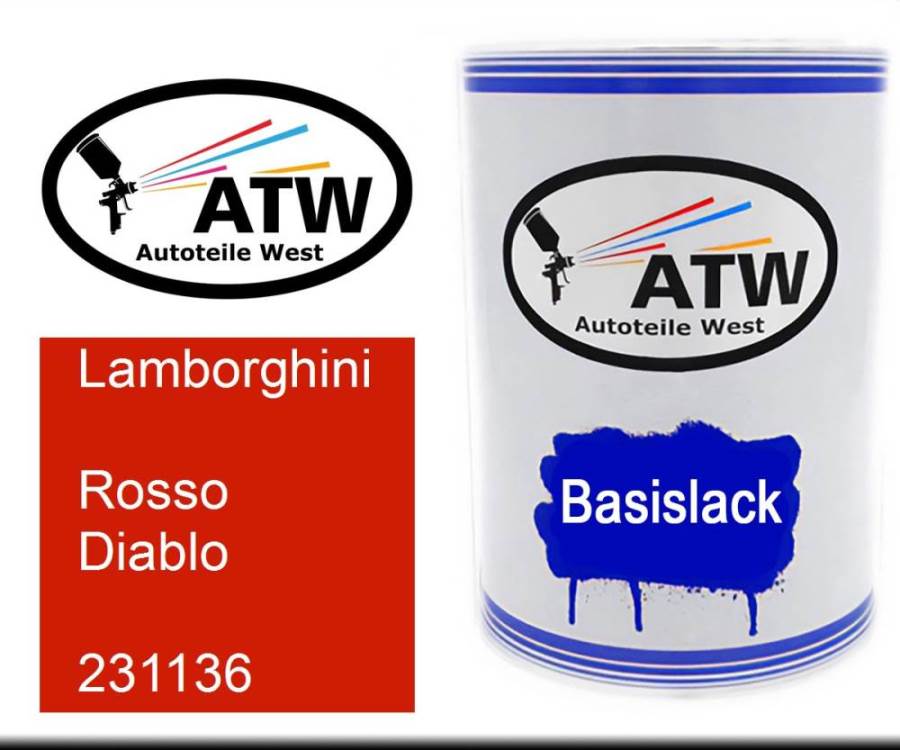 Lamborghini, Rosso Diablo, 231136: 500ml Lackdose, von ATW Autoteile West.